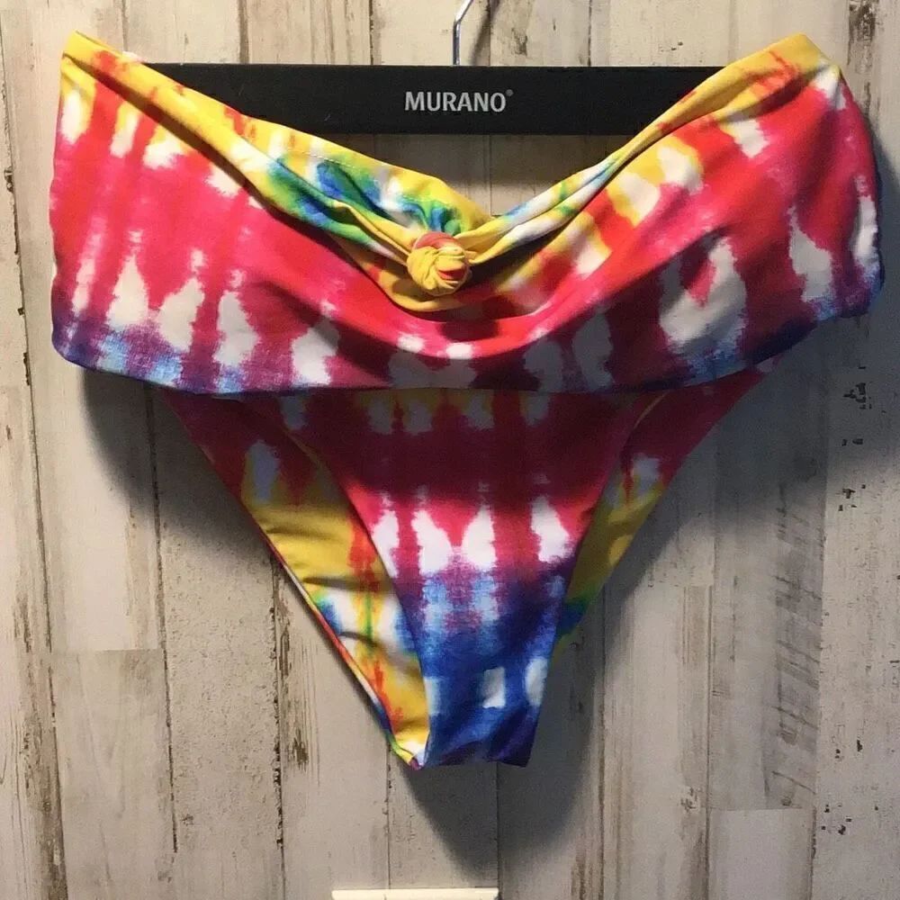Tie dye bikini from Shein, large bottom D/DD top